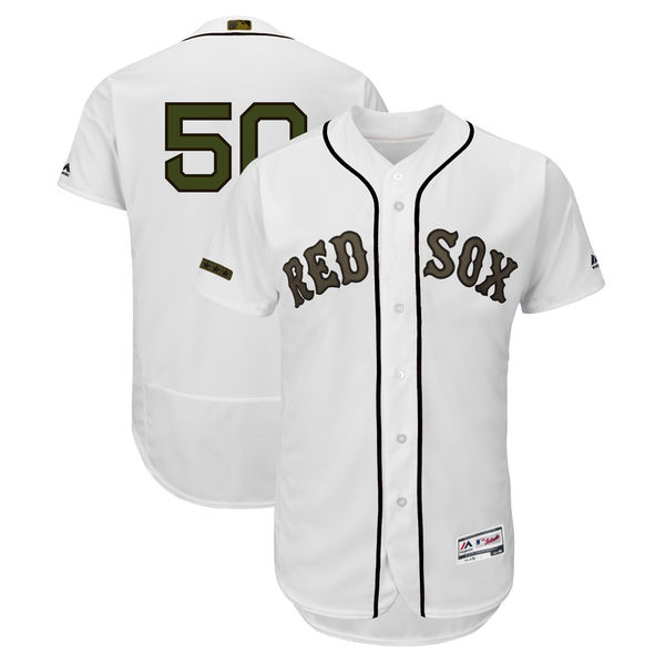 Men's Boston Red Sox #50 Mookie Betts White 2018 Memorial Day Flexbase Stitched MLB Jersey
